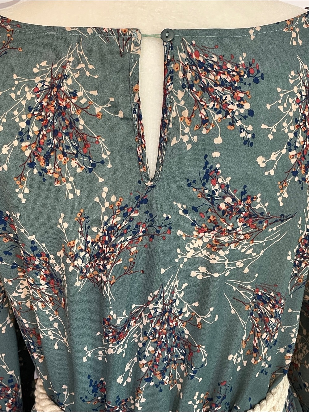 Hayden-Teal Floral Long Sleeve Maxi Dress with Elastic Waist size 2X - Picture 8 of 10